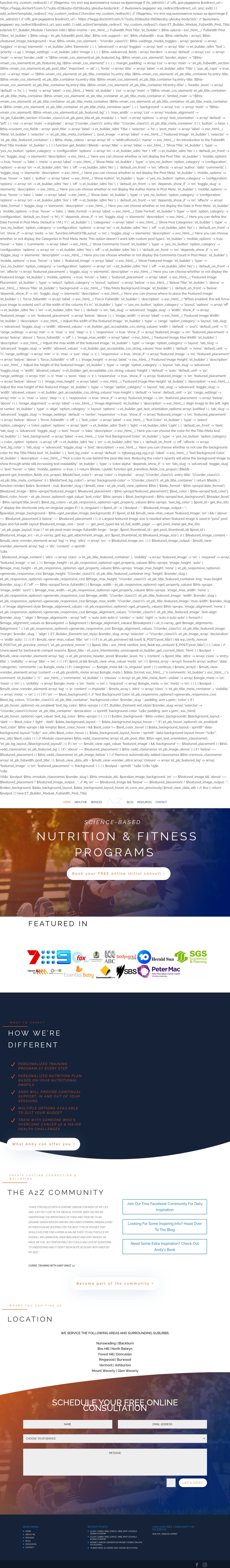 A2Z Personal Training website