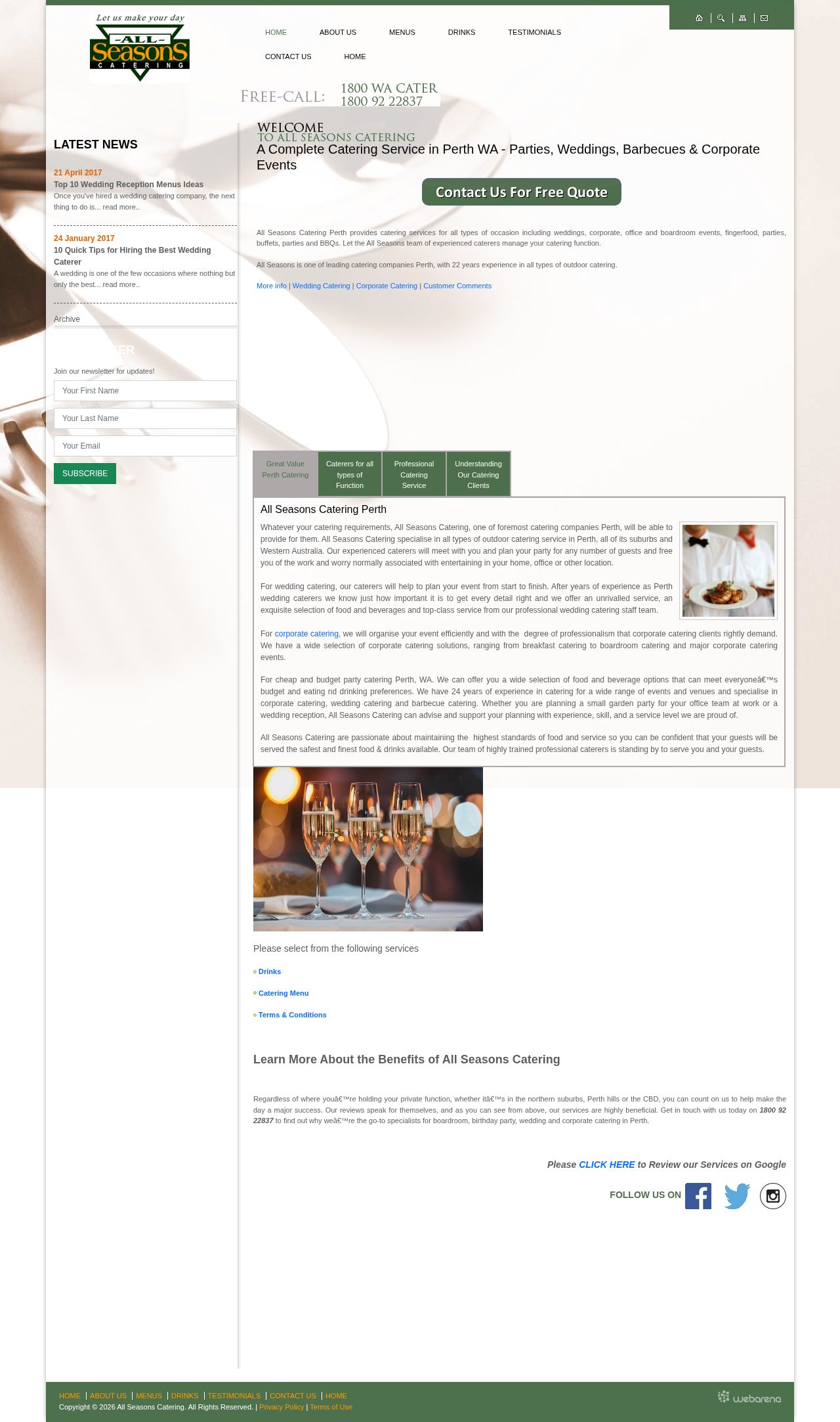 All Seasons Catering website
