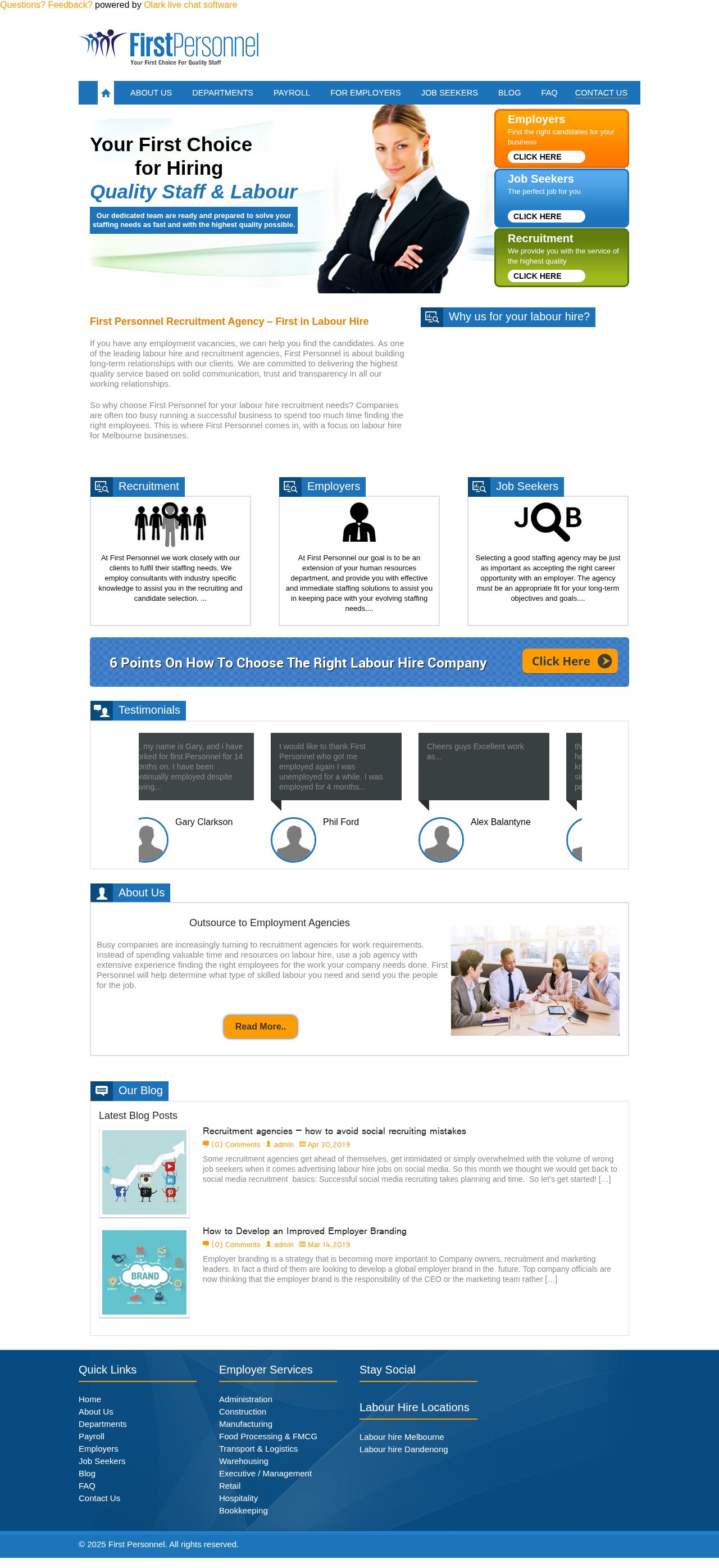 First Personnel website