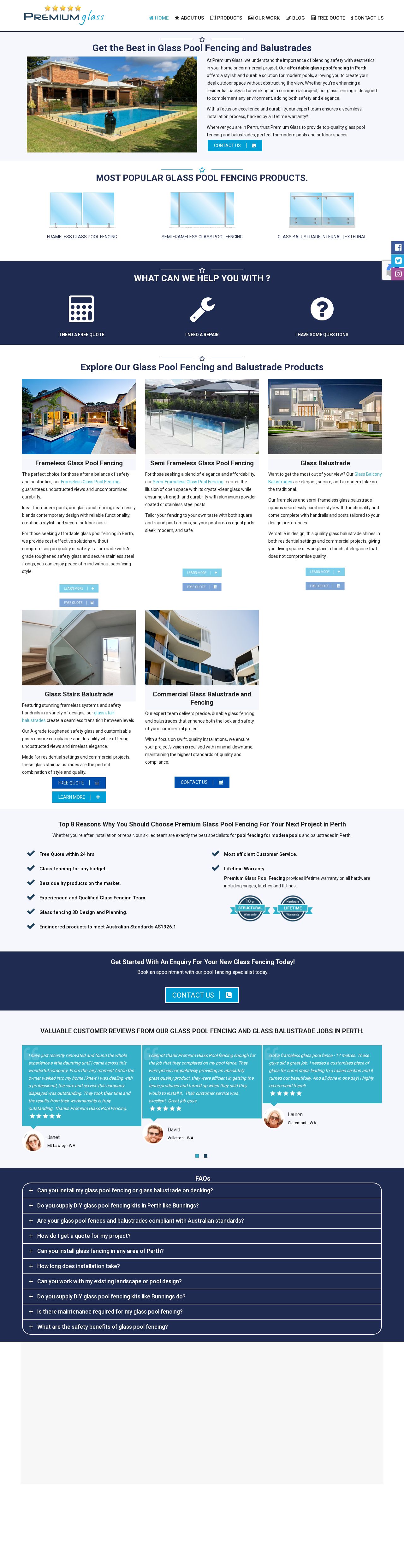Premium Glass Pool Fencing website