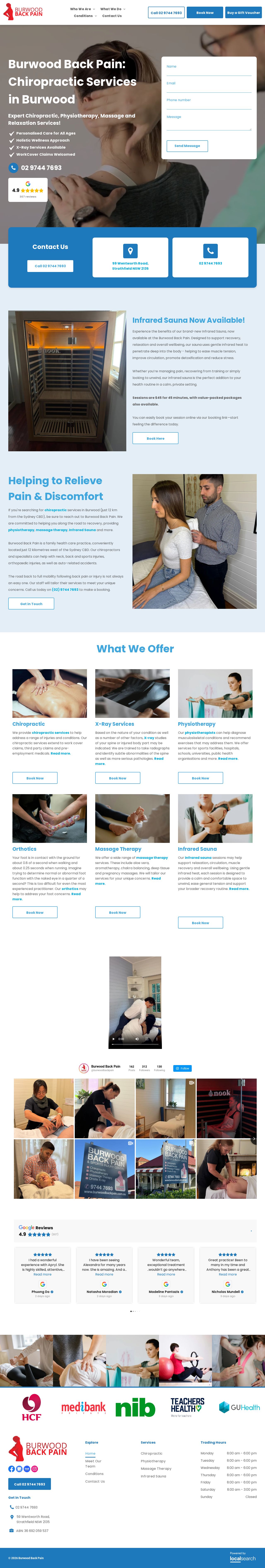 Burwood Back Pain - Chiropractor website
