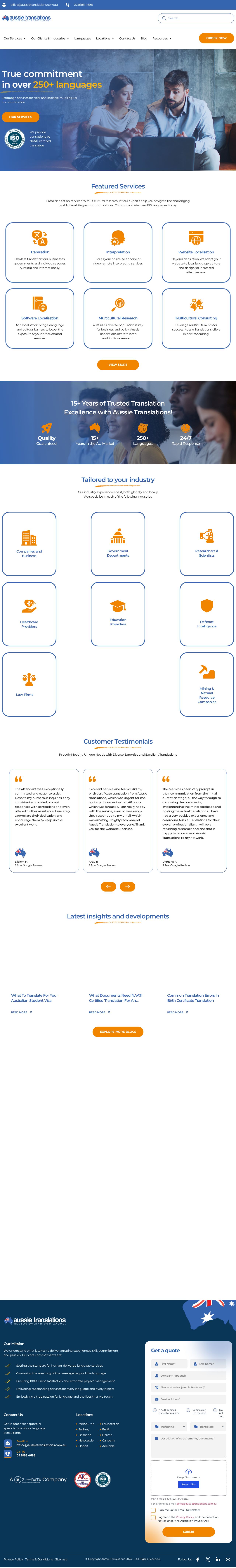 Aussie Translations website