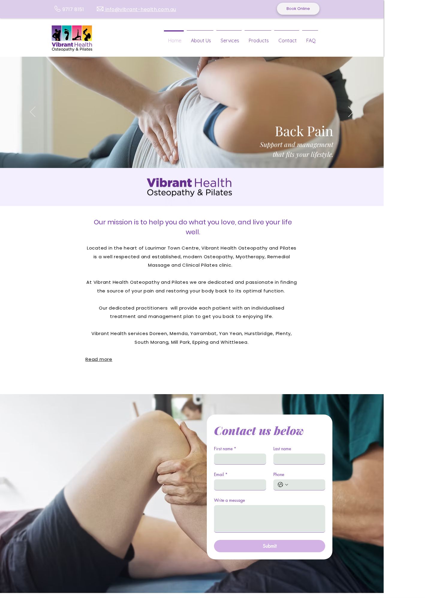 Vibrant Health Osteopathy website
