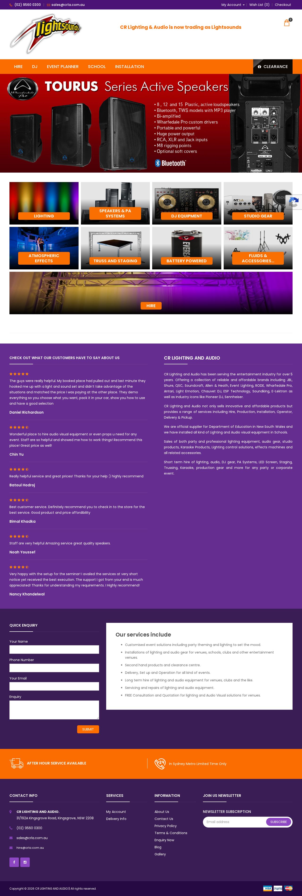 CR Lighting and Audio website
