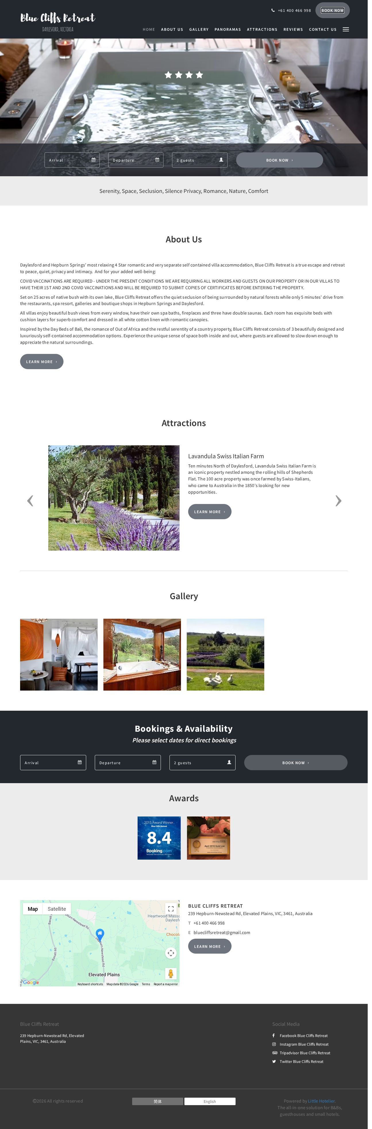 Blue Cliffs Retreat website