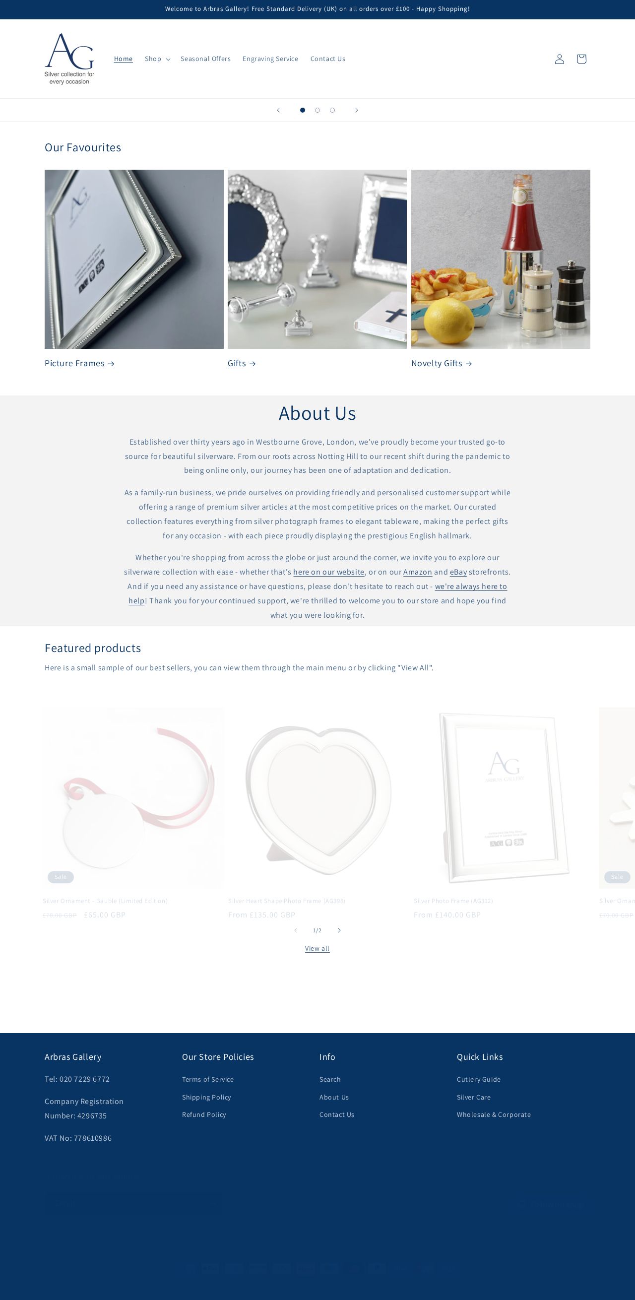 Arbras Gallery Ltd website