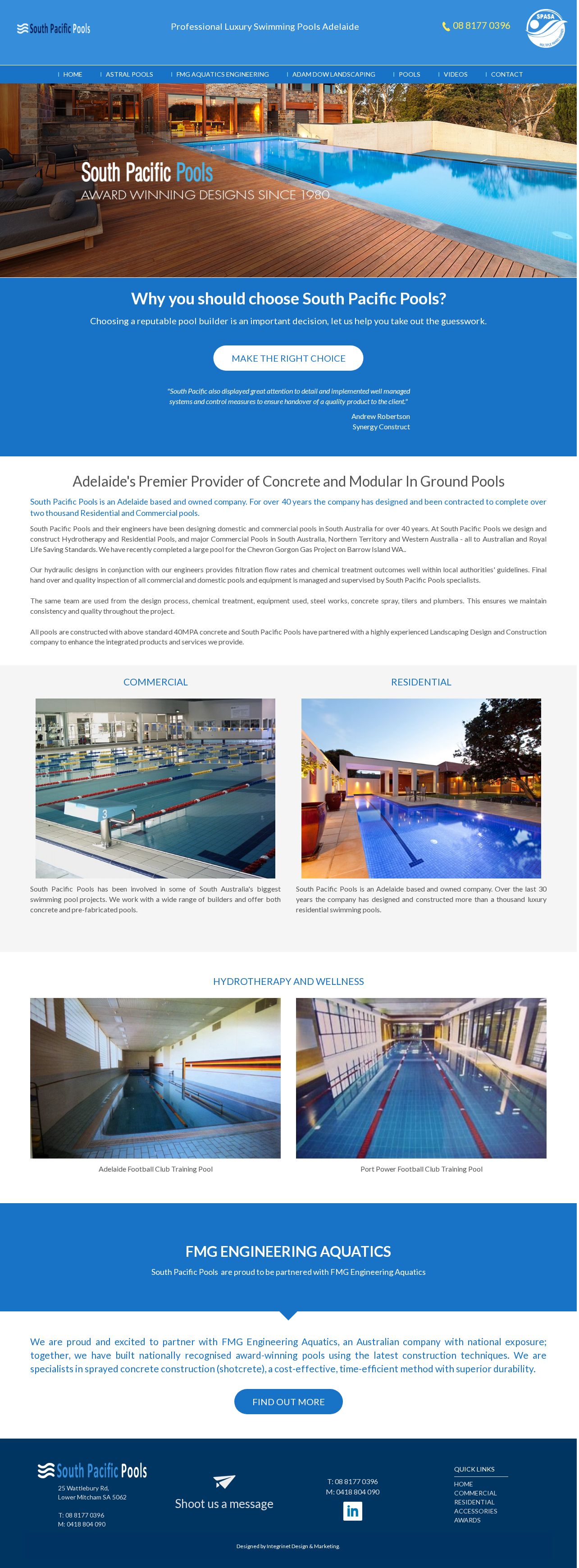 South Pacific Pools website