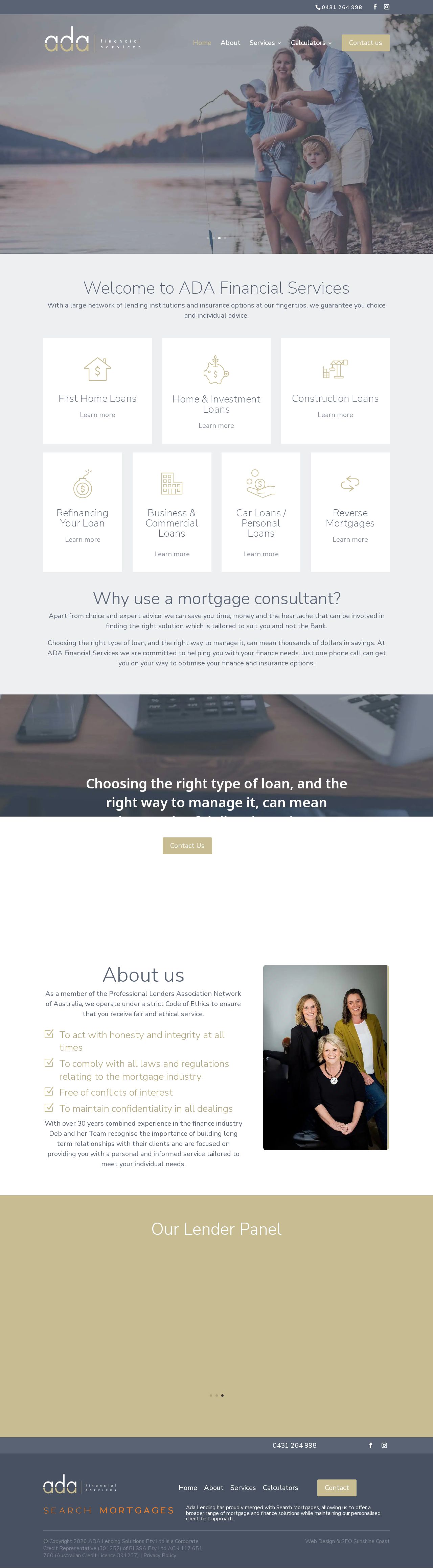 ADA Financial Services website