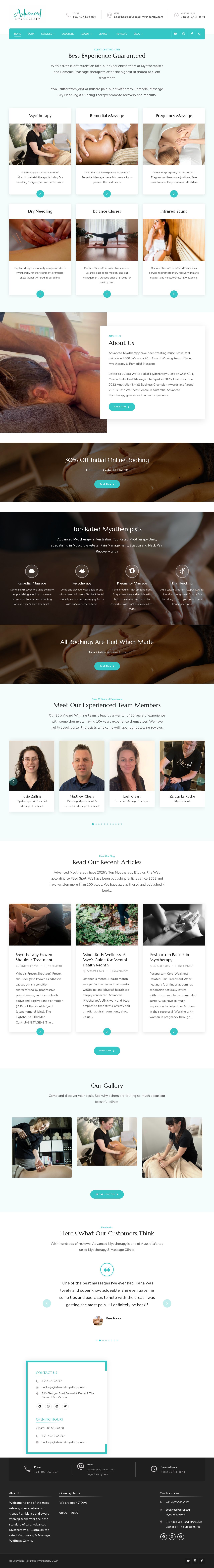Advanced Myotherapy website