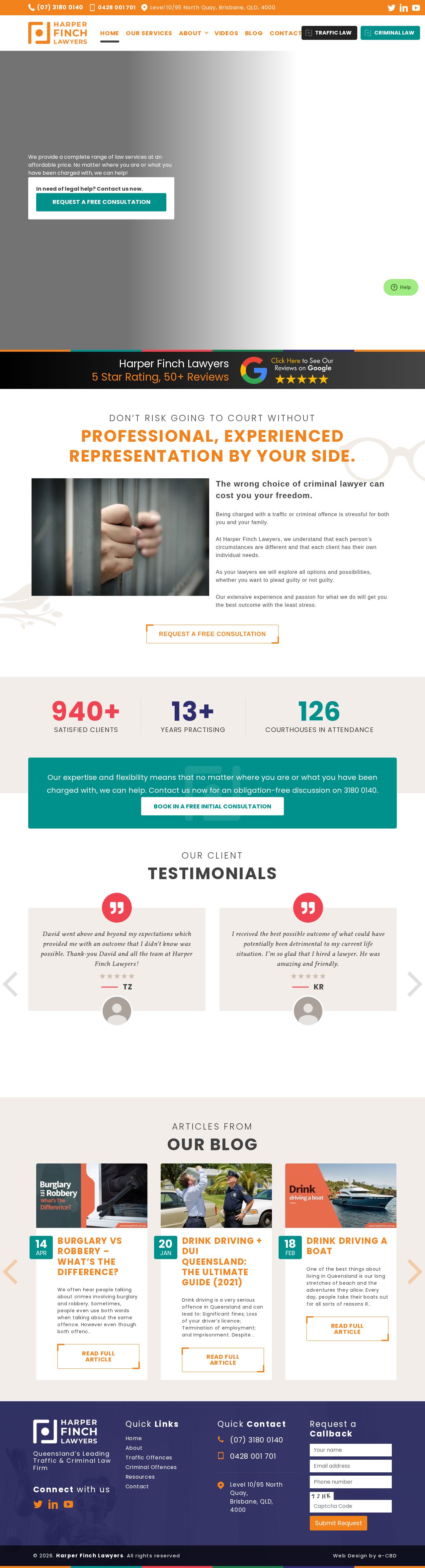 Harper Finch Lawyers website