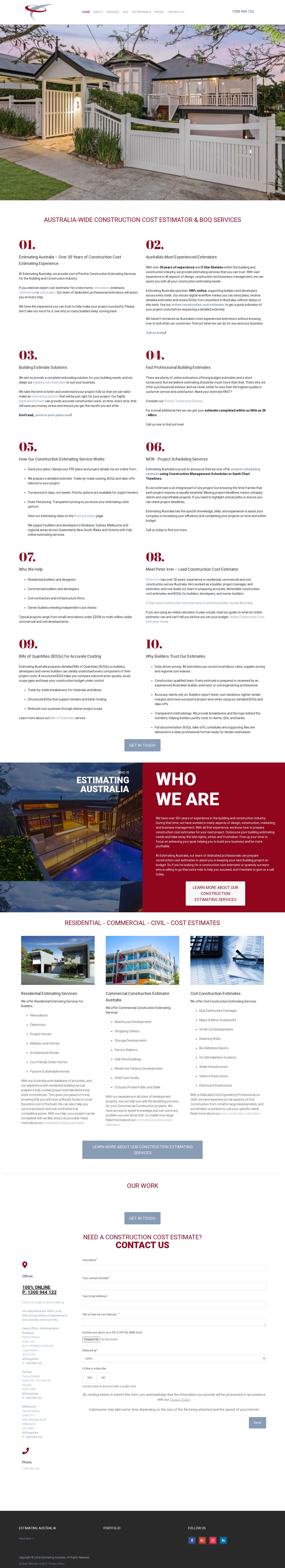 Estimating Australia website