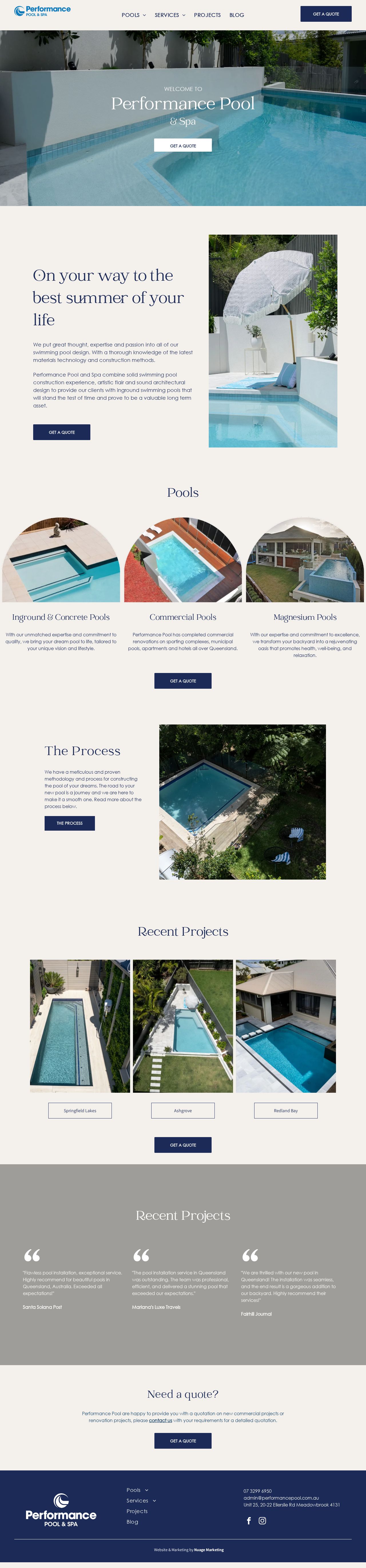 Swimming Pool Builder Brisbane website