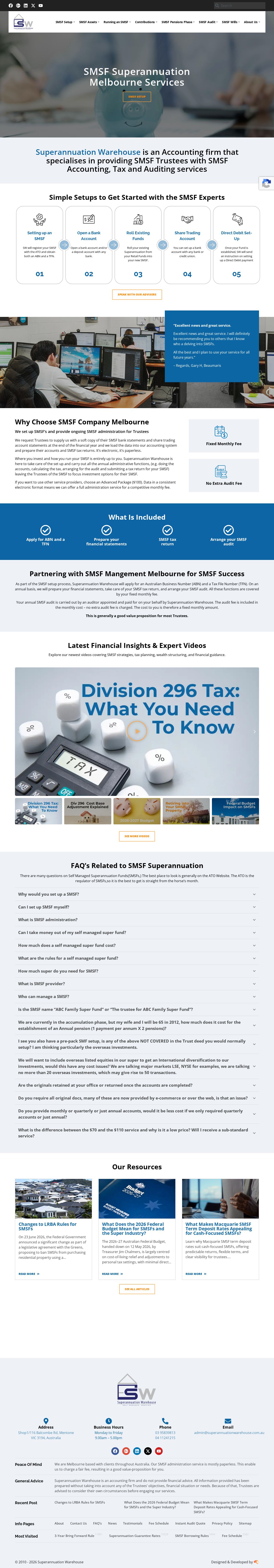 Superannuation Warehouse website