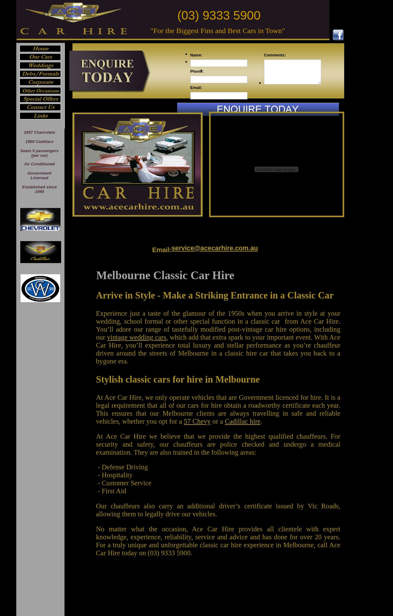 Ace Car Hire website