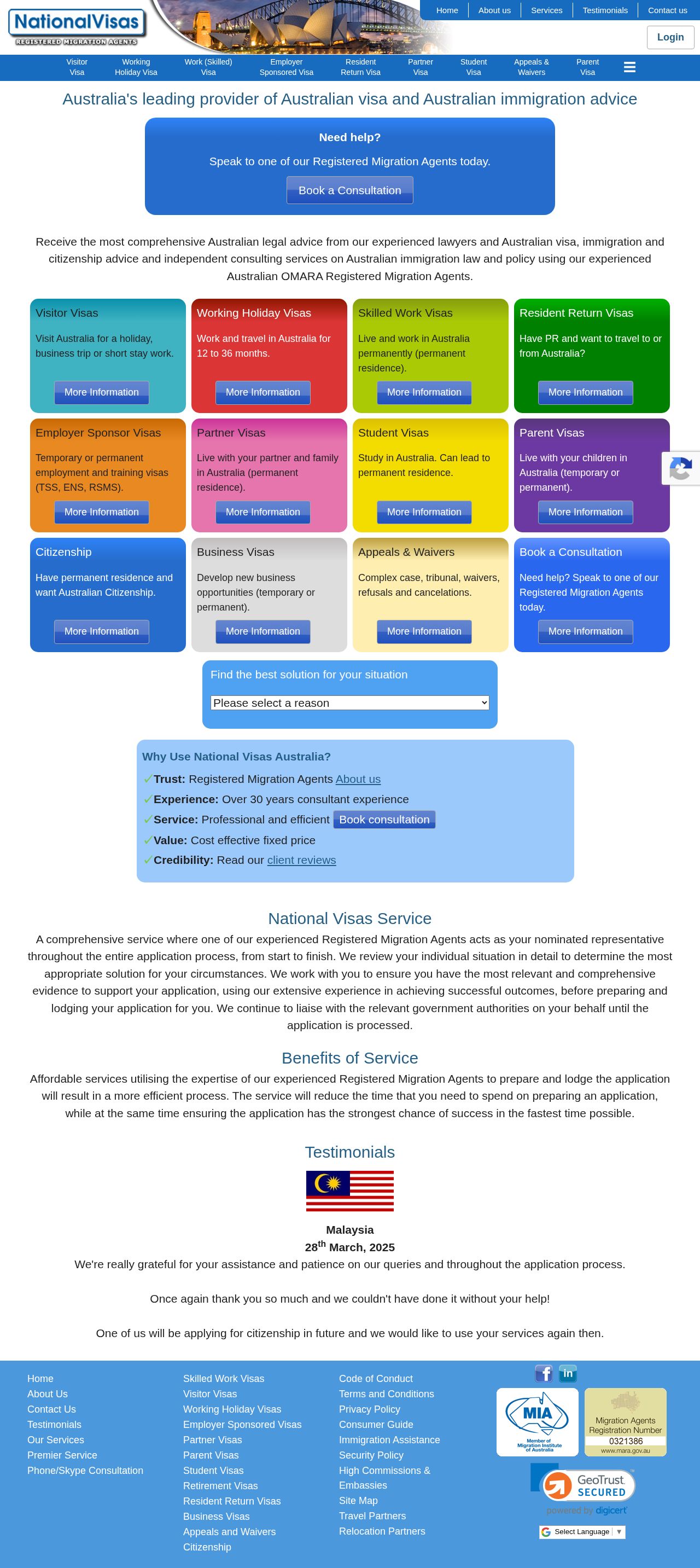 National Visas US website