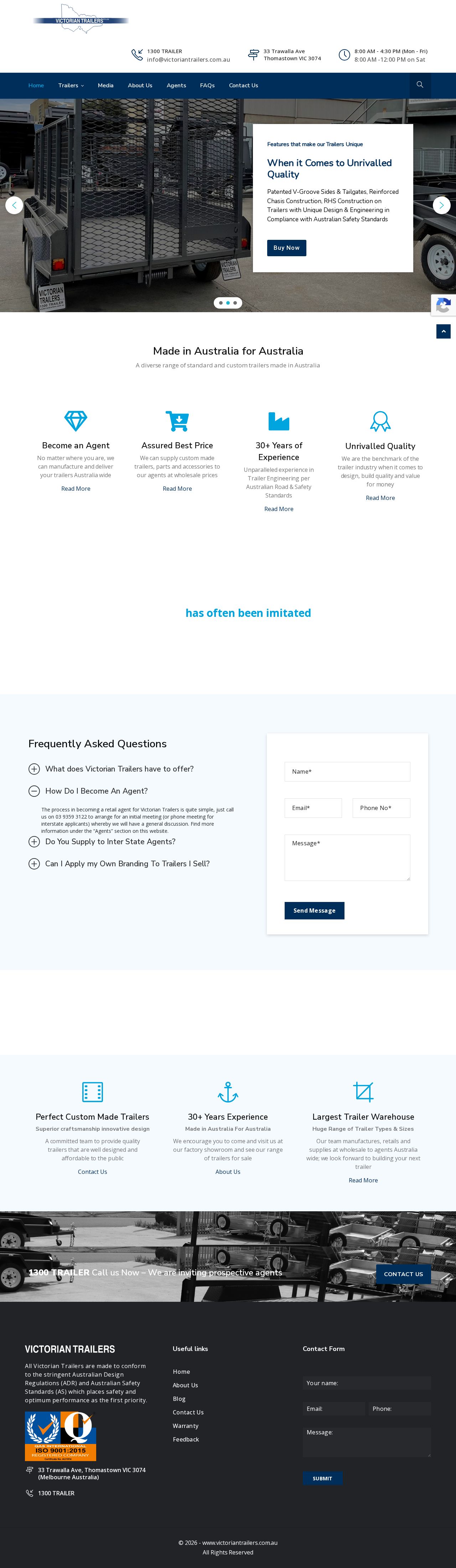 Victorian Trailers website