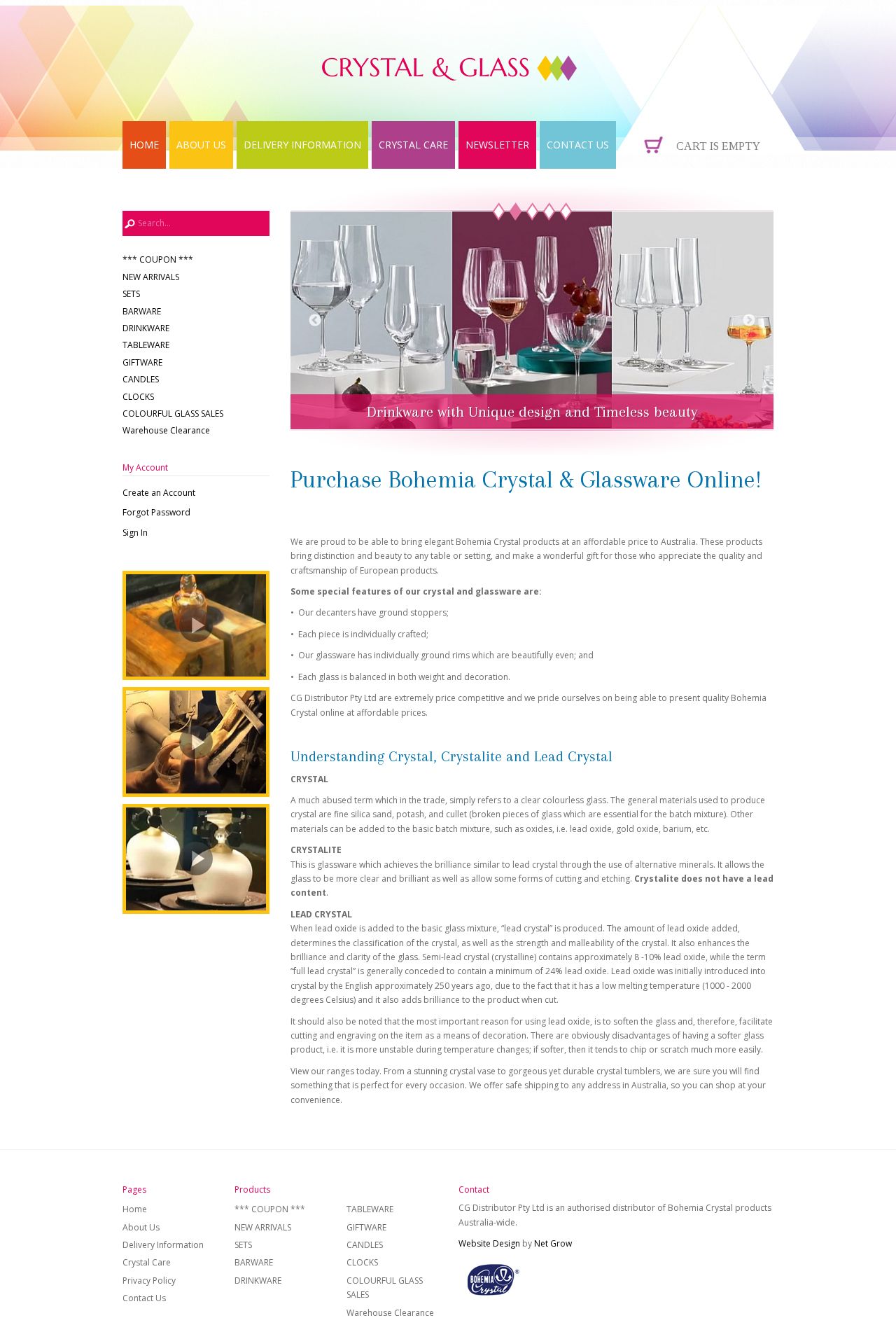 Crystal and Glass Distributors Pty Limited website