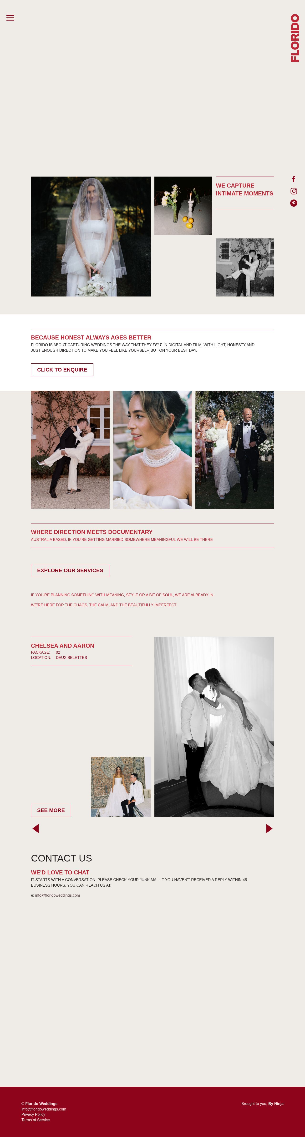 Florido Weddings website