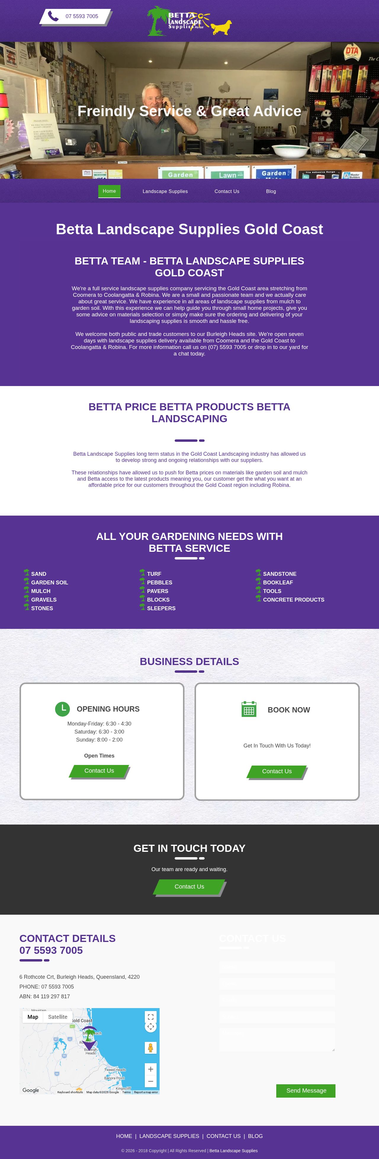Betta Landscape Supplies website