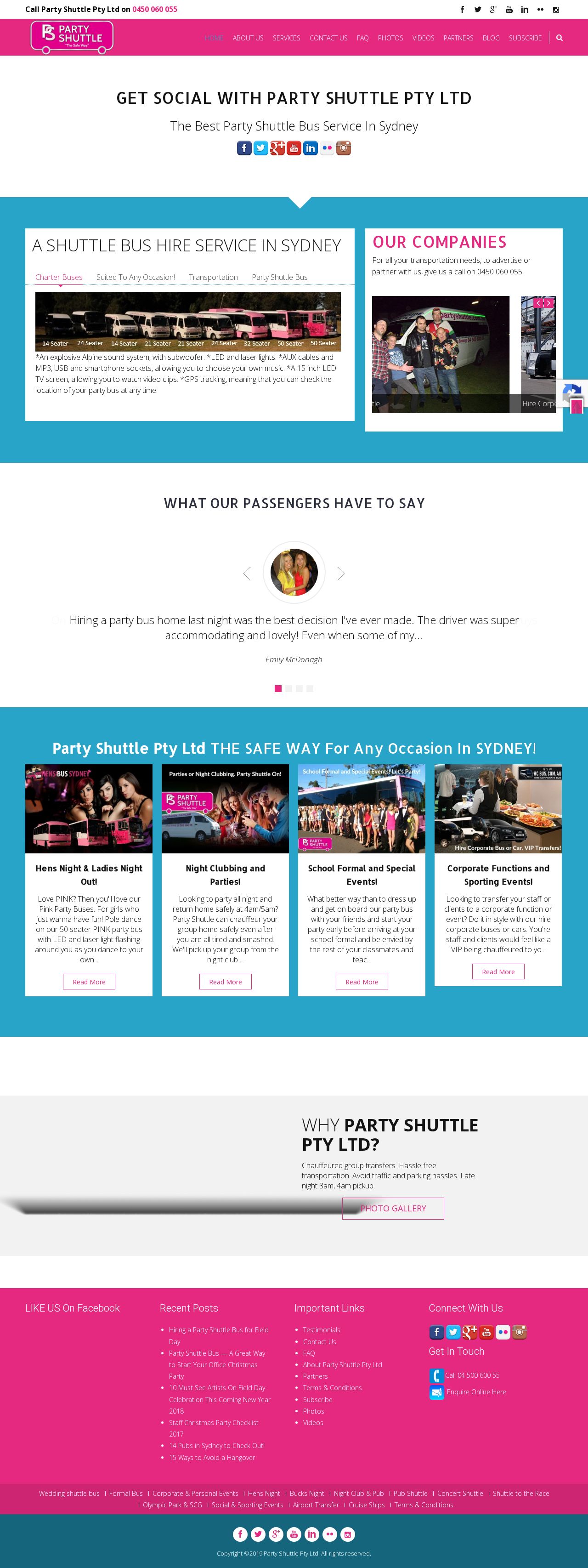 Party Shuttle Bus Sydney website