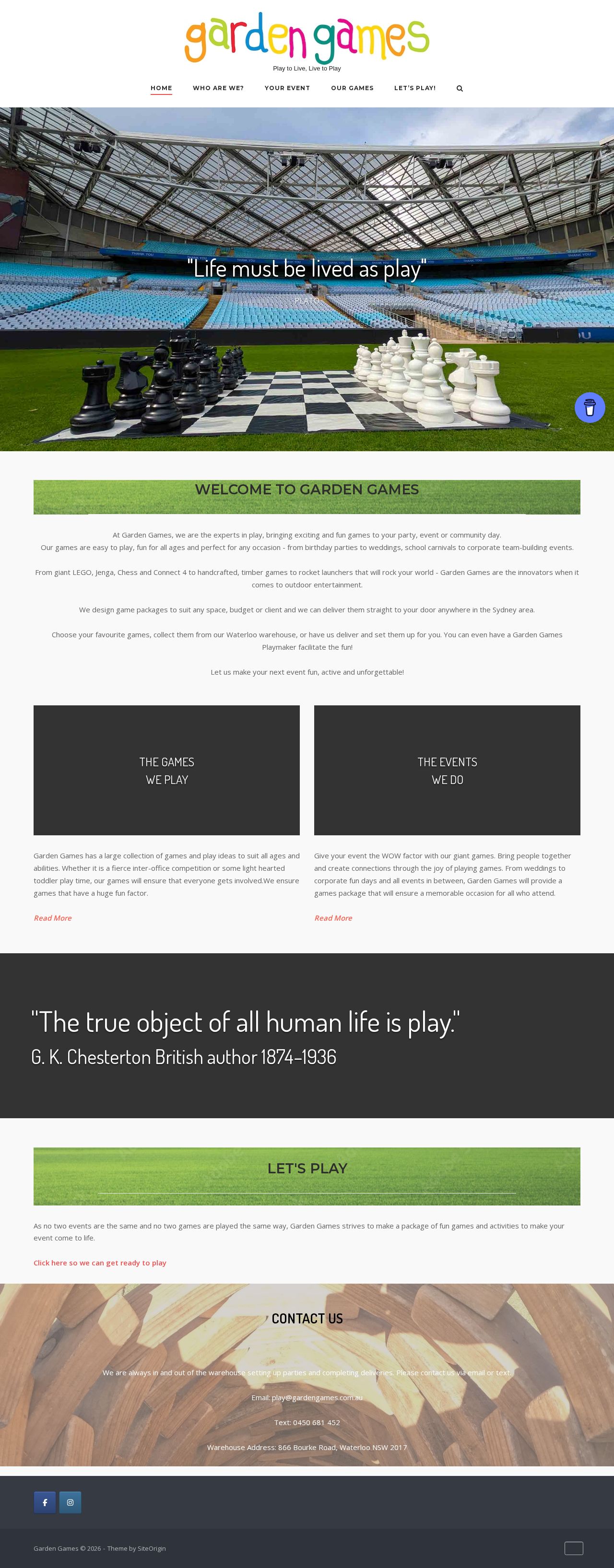 Garden Games website
