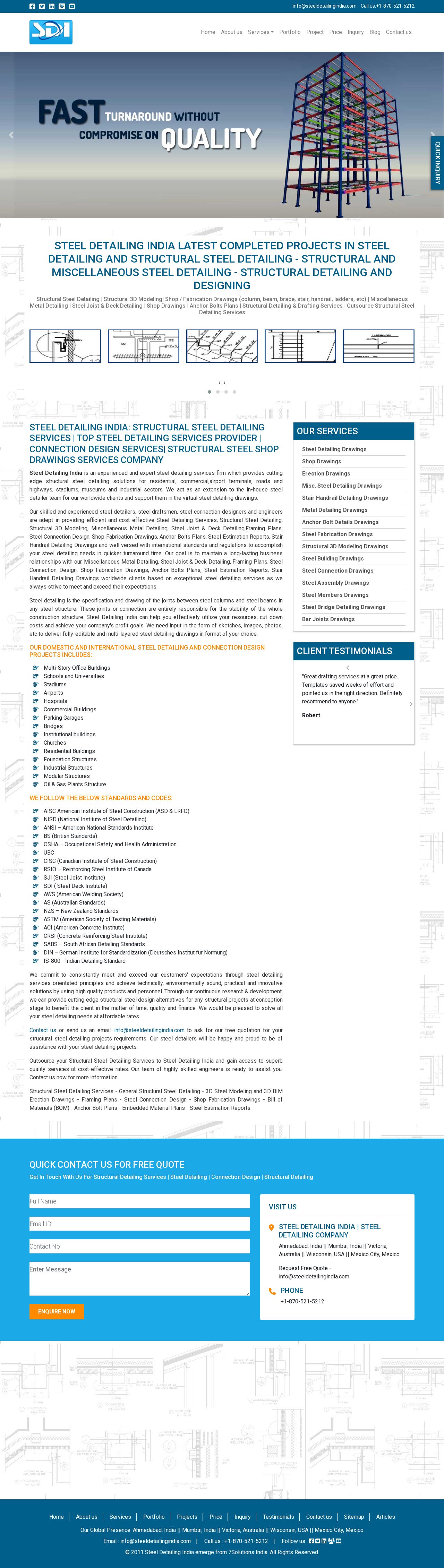 Steel detailing India, structural steel construction detailing, steel detailing services website
