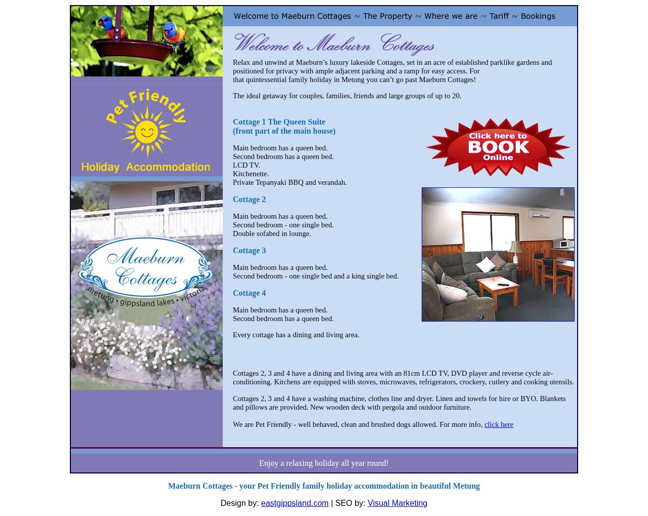 Maeburn Cottages website