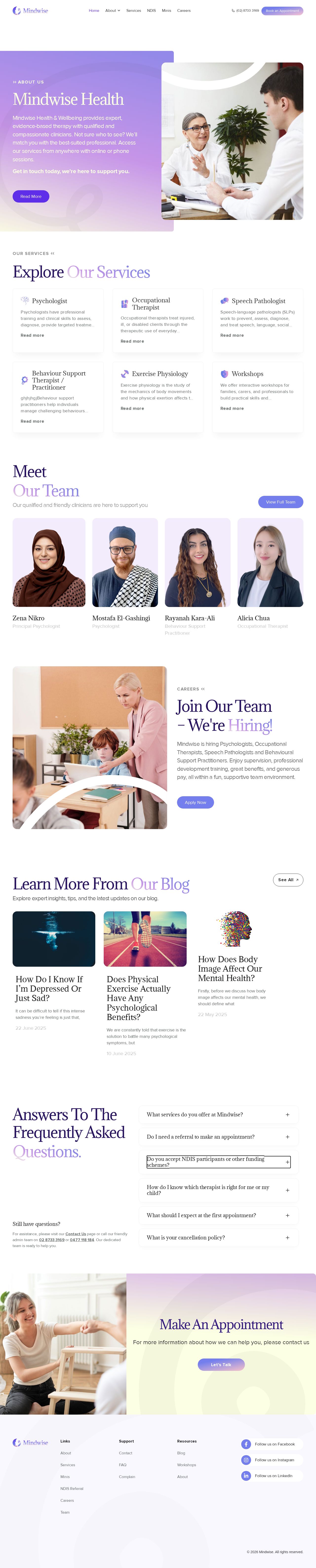 Mindwise Psychology Practice website