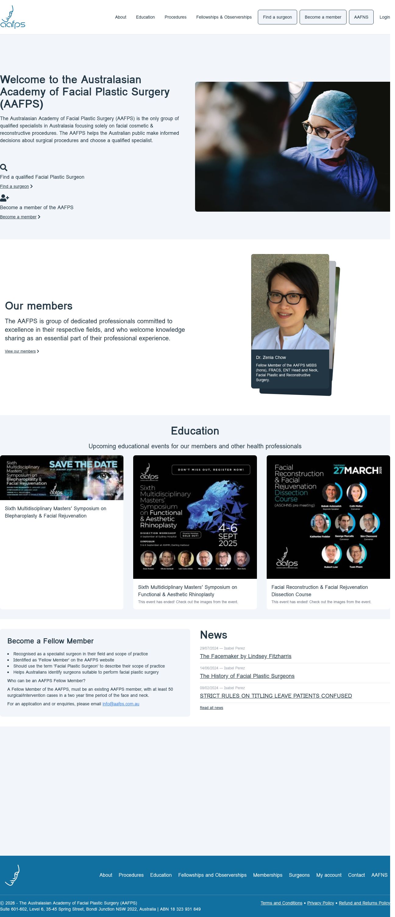 Australasian Academy of Facial Plastic Surgery website