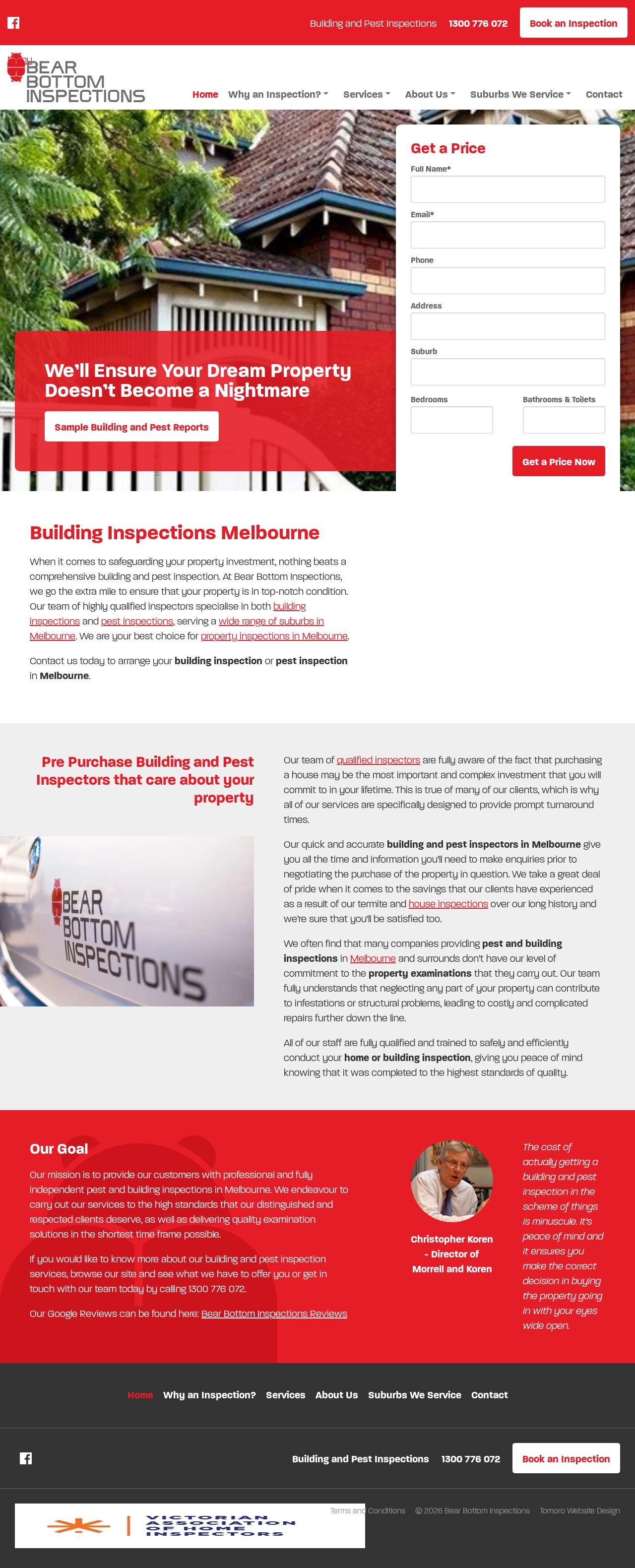Bear Bottom Inspections website