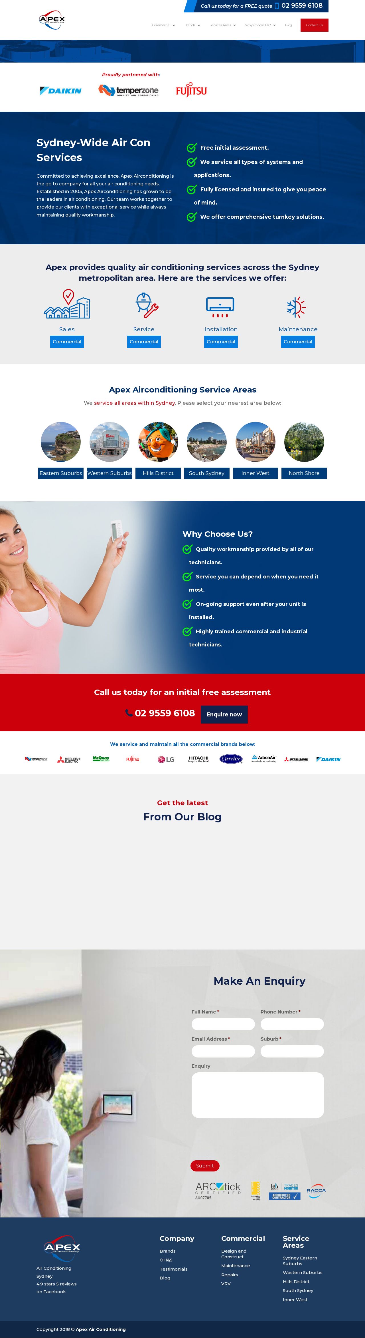 Apex Air Conditioning website