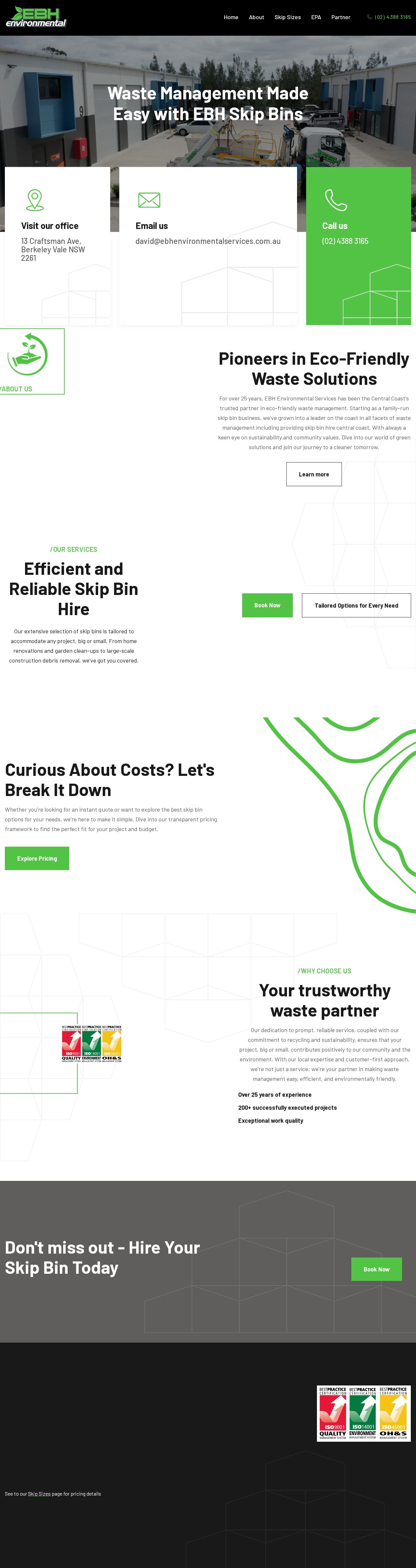 EBH Enviromental Services website