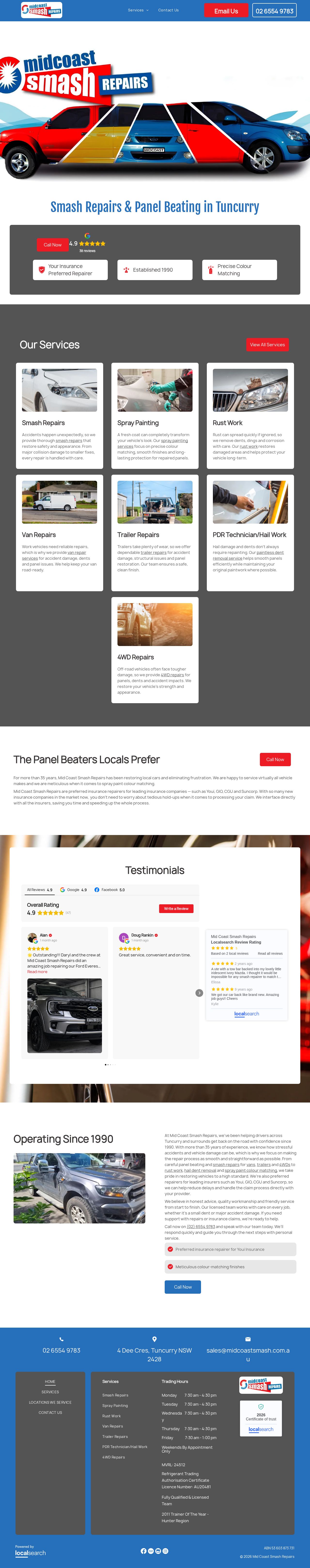 Mid Coast Smash Repairs website