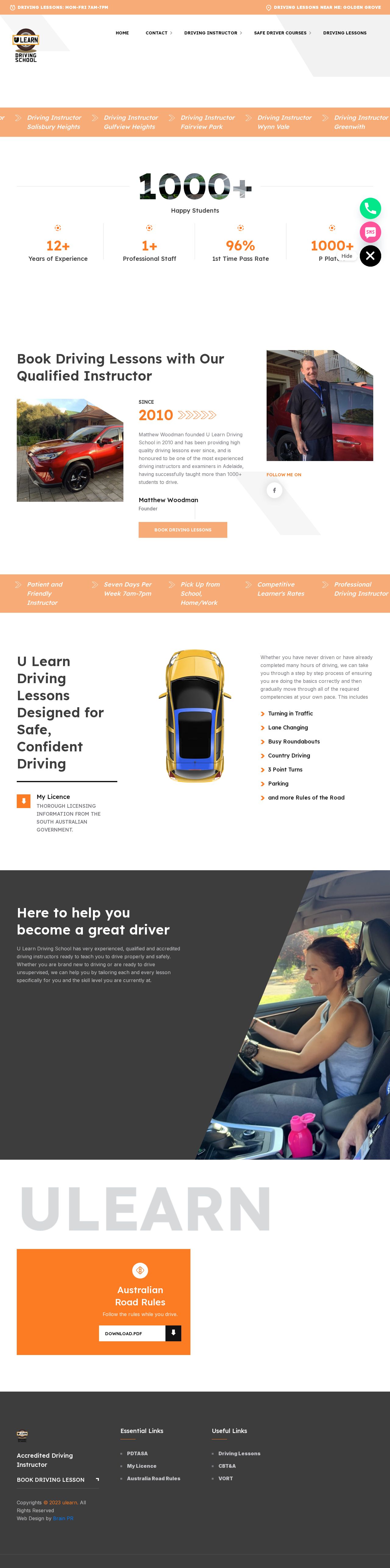 U Learn Driving School website