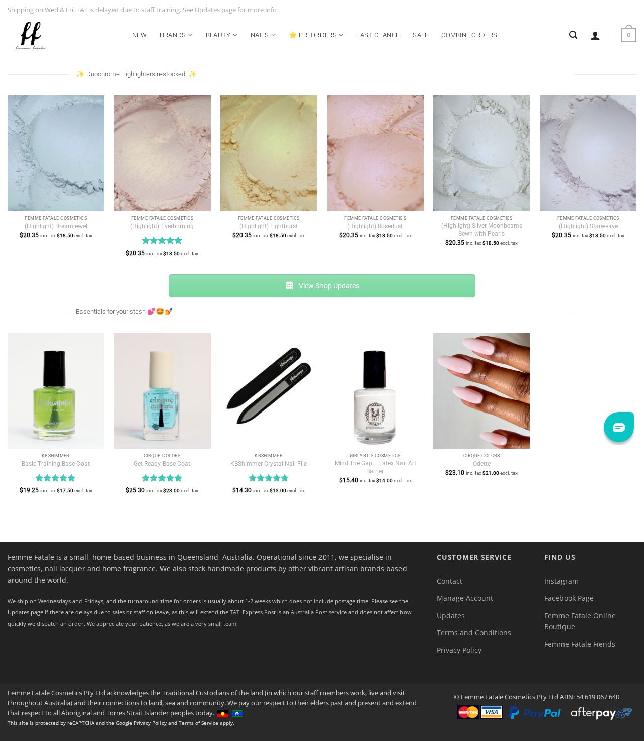 Femme Fatale Cosmetics website