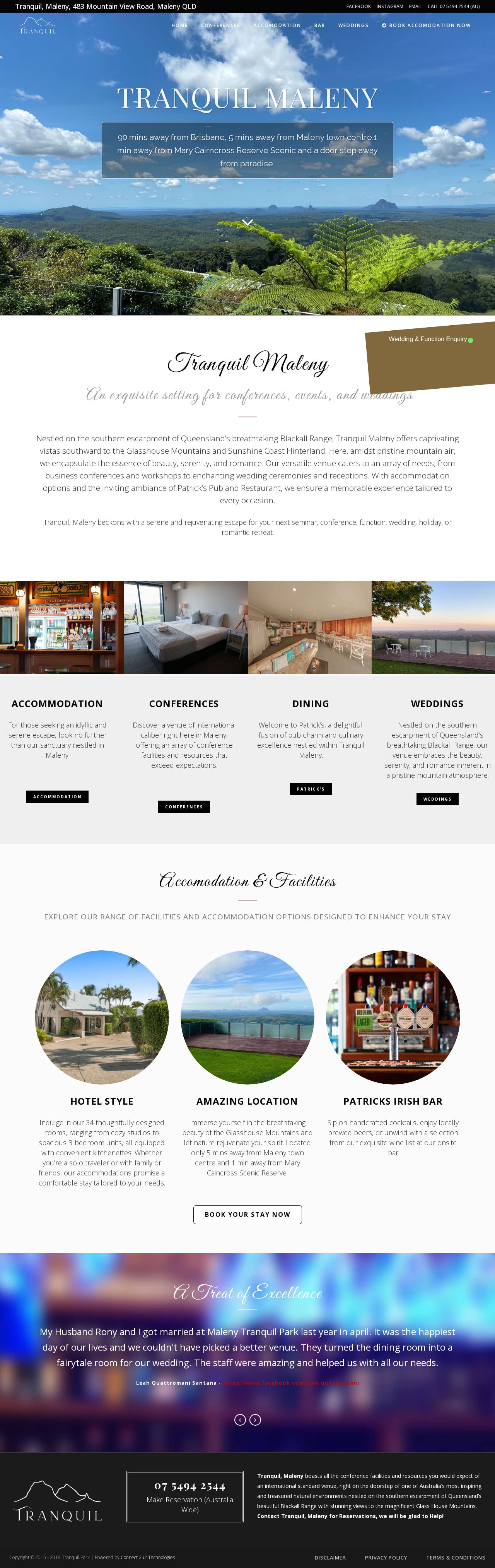 Tranquil Park Mountain Resort website