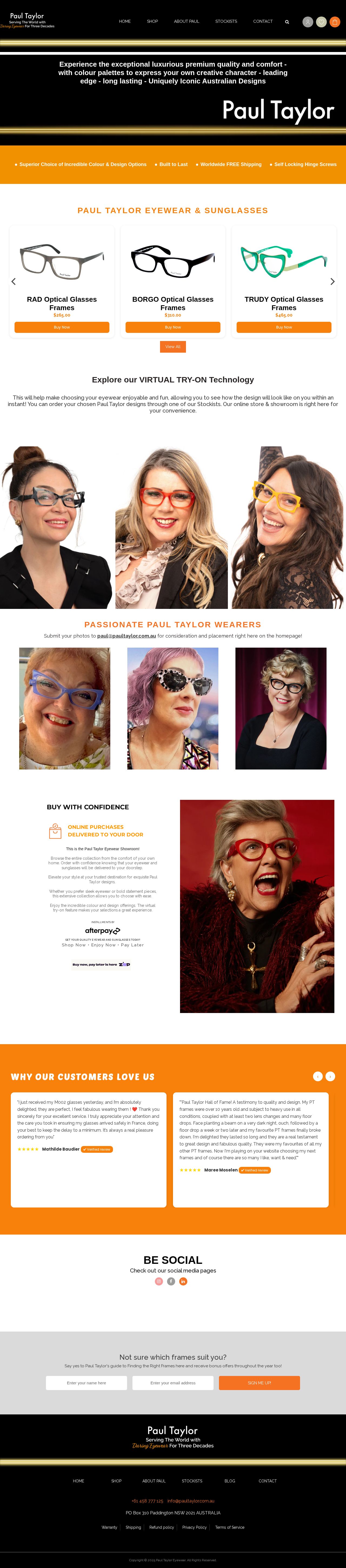 Paul Taylor Eyewear website