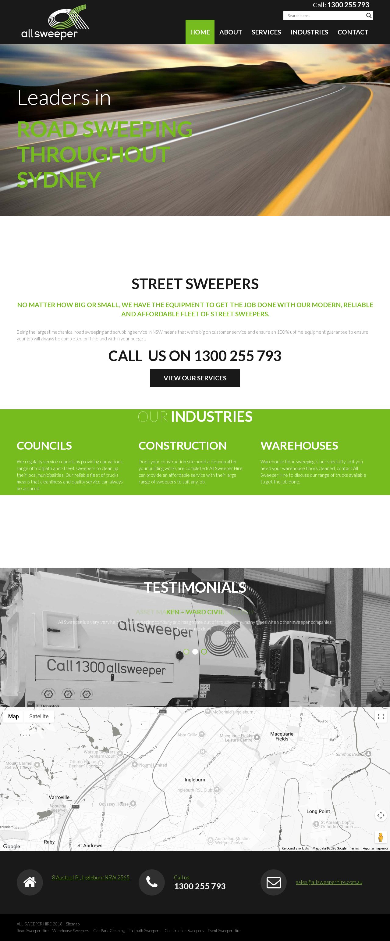 All Sweeper Hire website