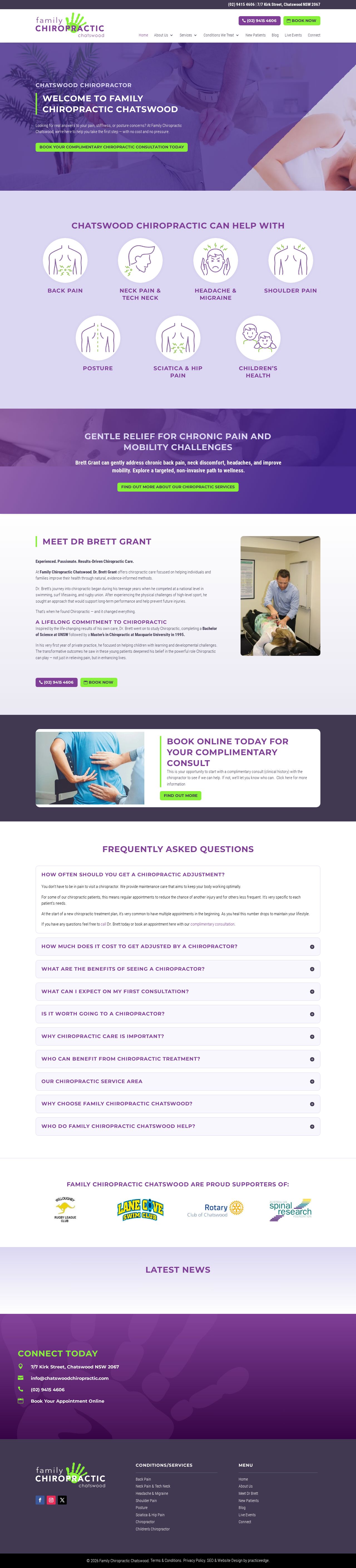 Chatswood Chiropractic website