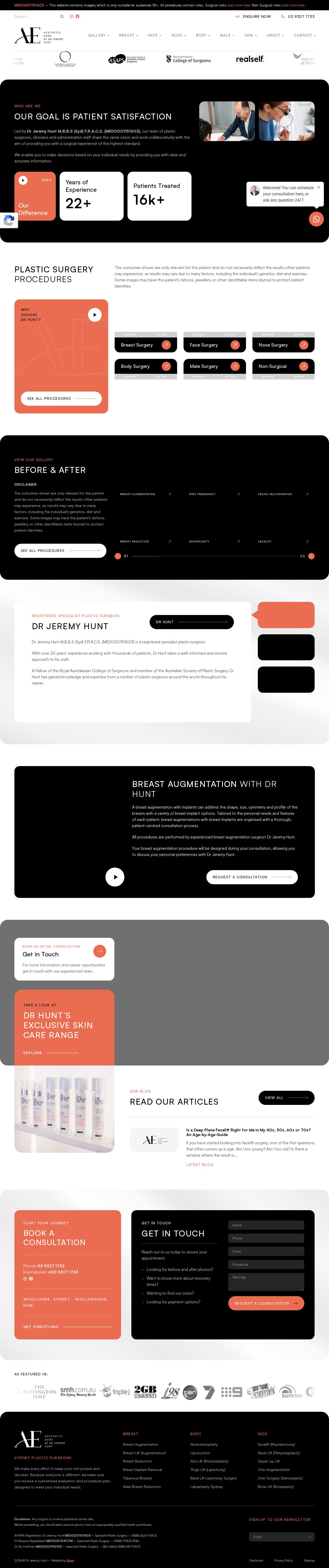 Dr Jeremy Hunt Plastic Surgery website