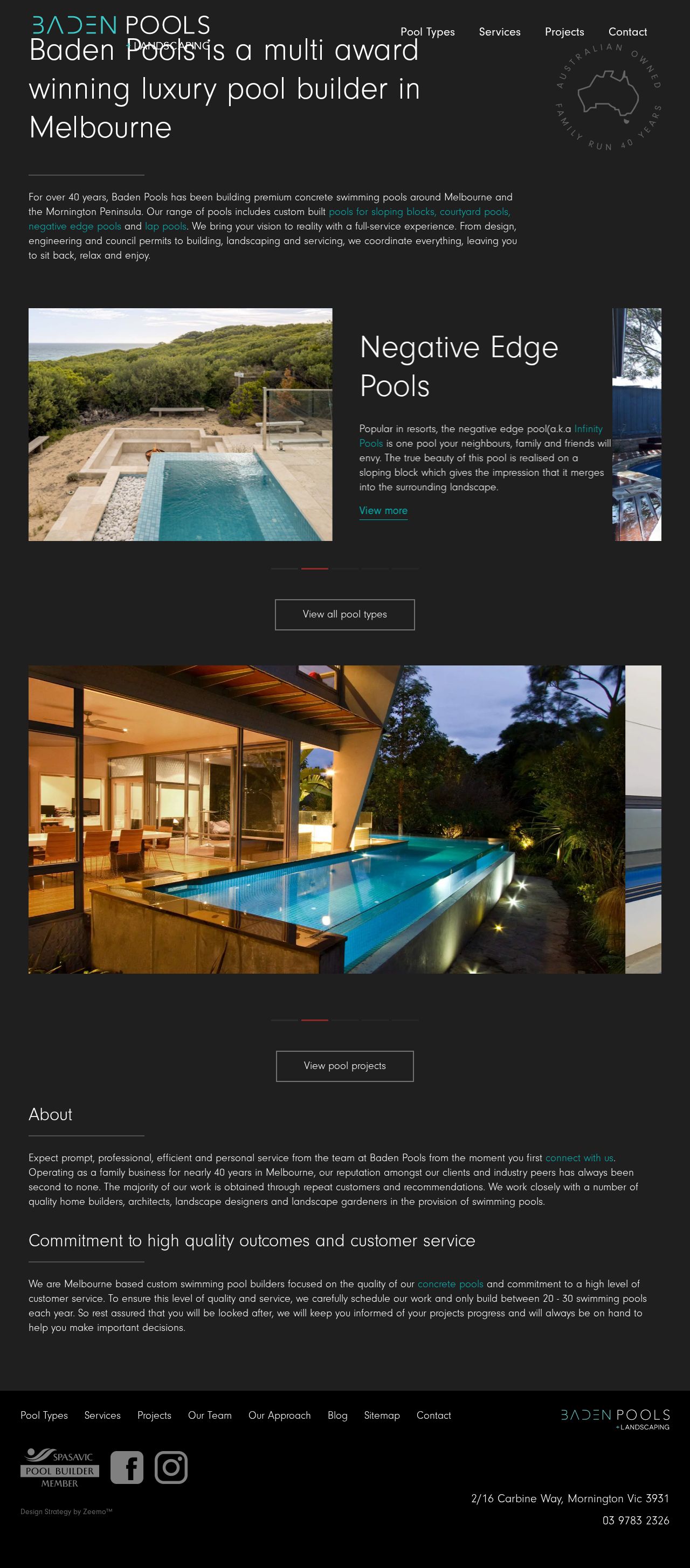 Baden Pools website