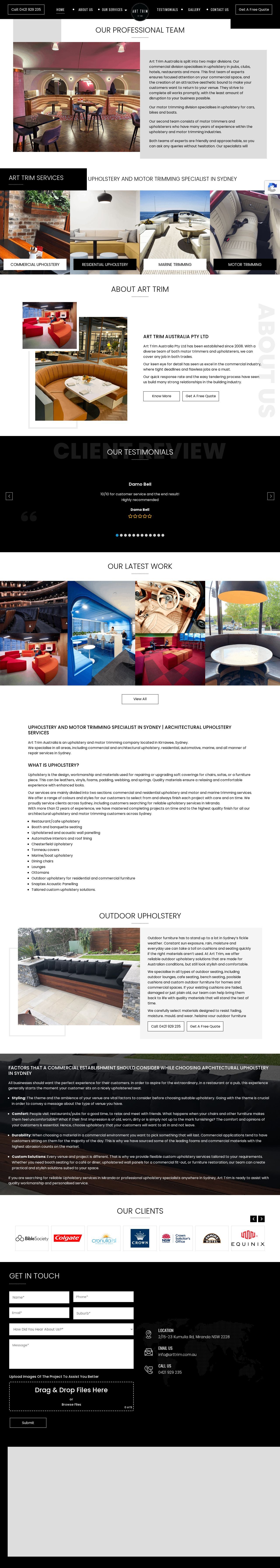 Arttrim Auto and Furniture Upholstery Sydney website