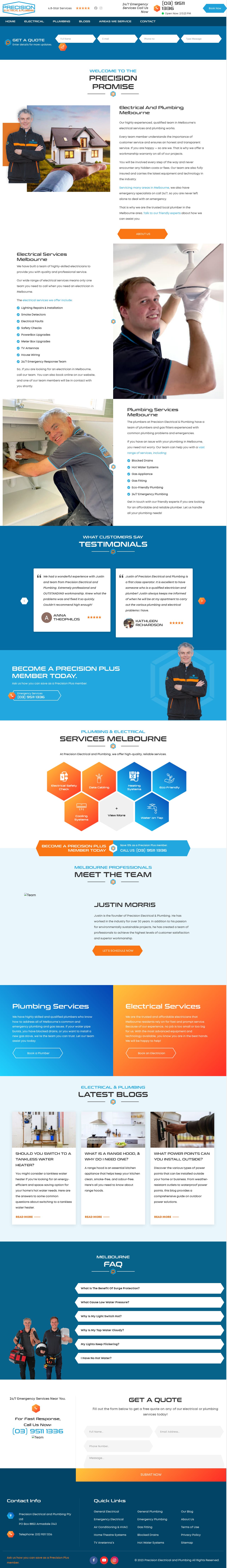 Precision Electrical & Plumbing website