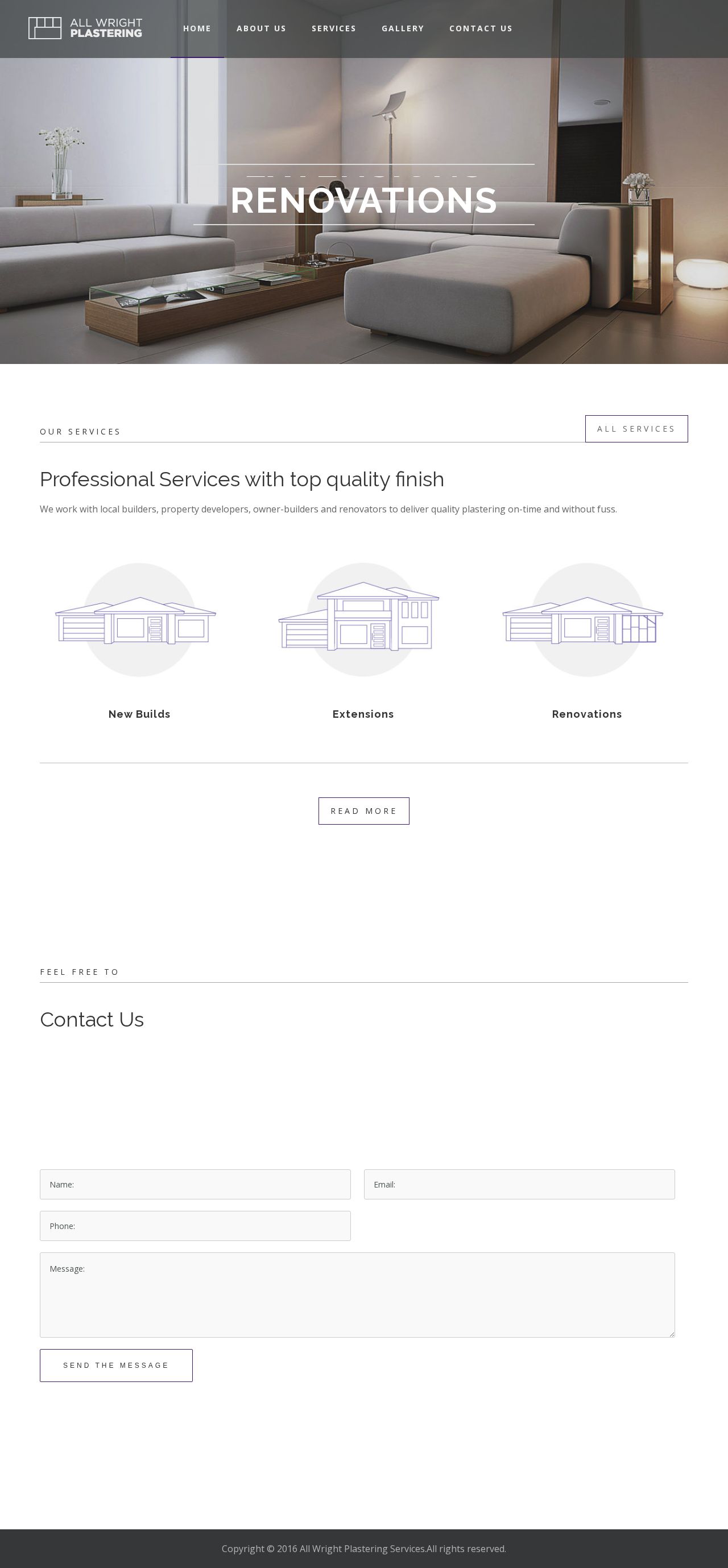 All Wright Plastering Services website