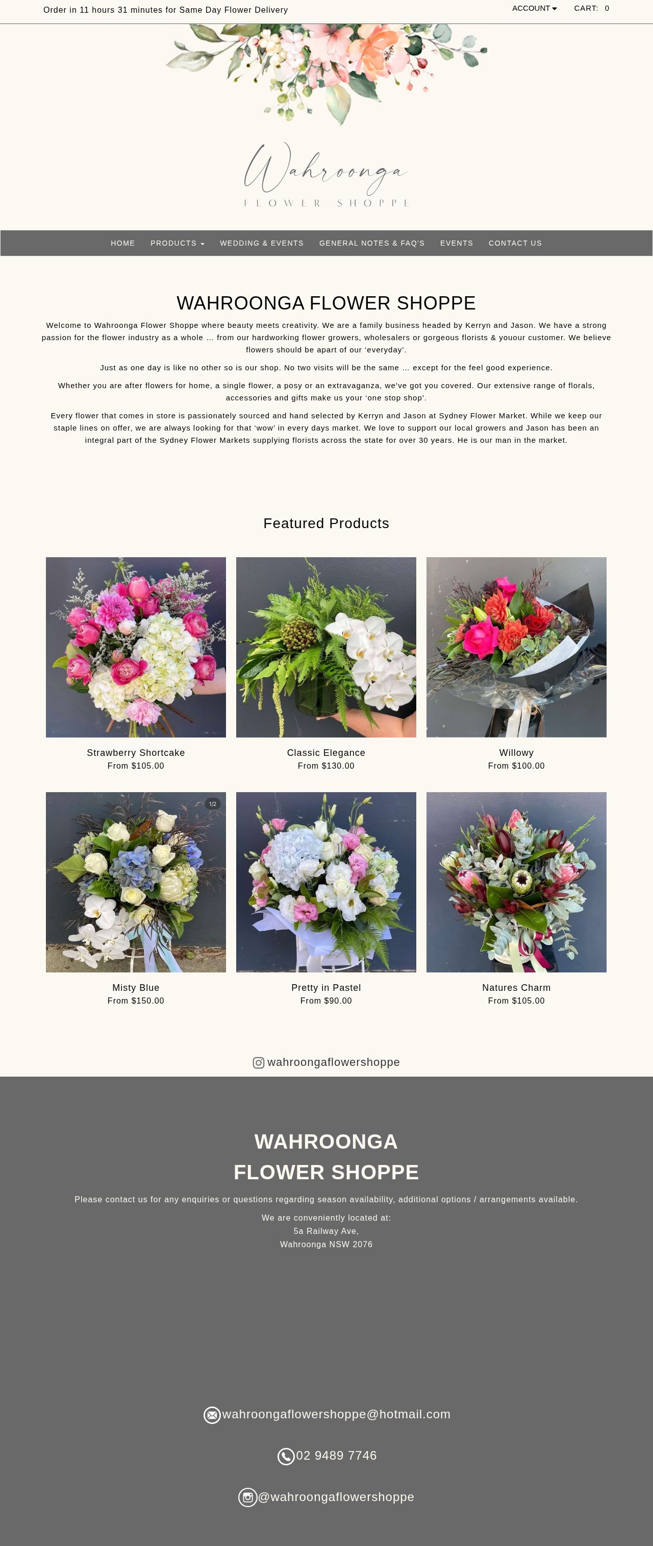 Wahroonga Flower Shoppe website