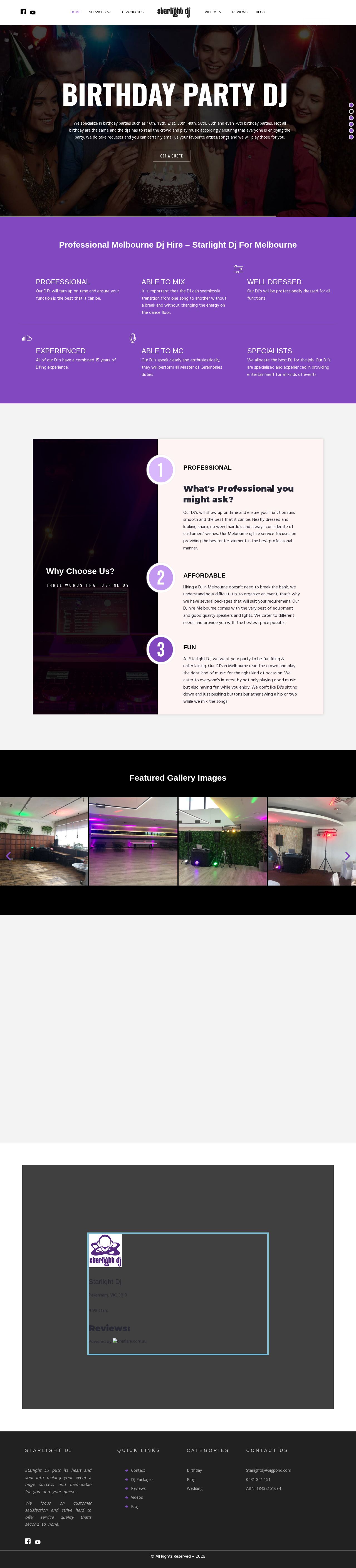 Starlight DJ - Dj Hire Melbourne website