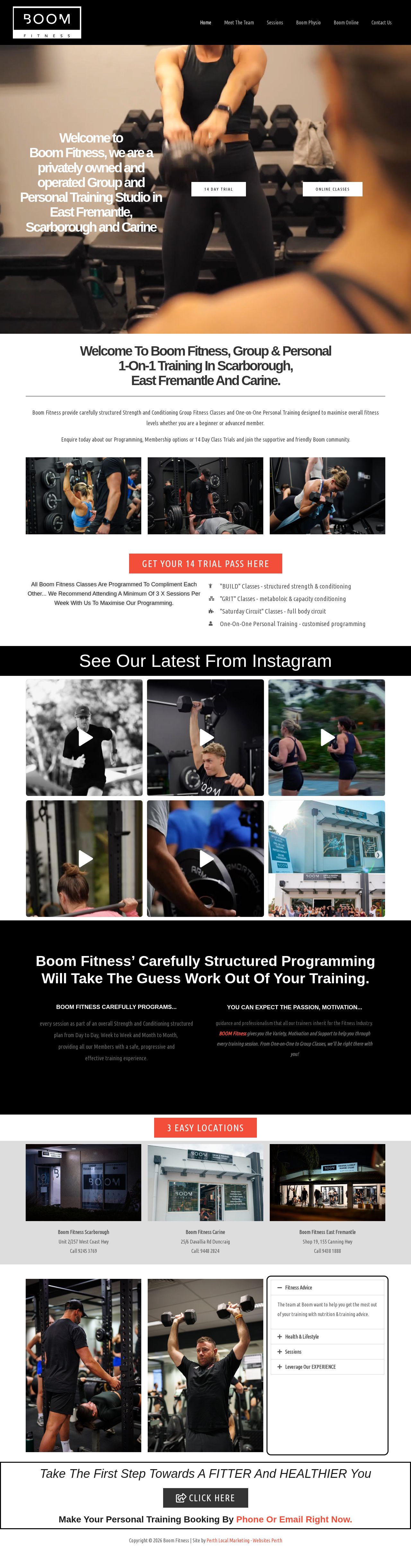 Boom Fitness website