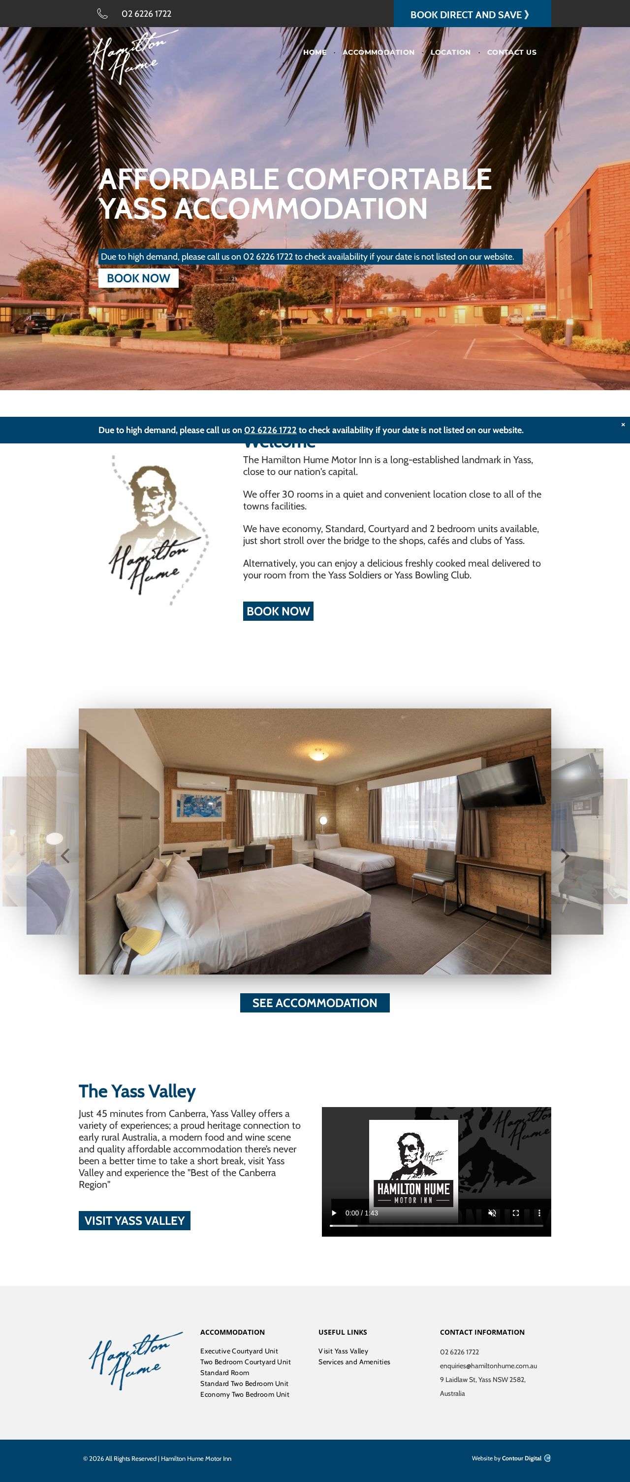 Hamilton Hume Motor Inn website