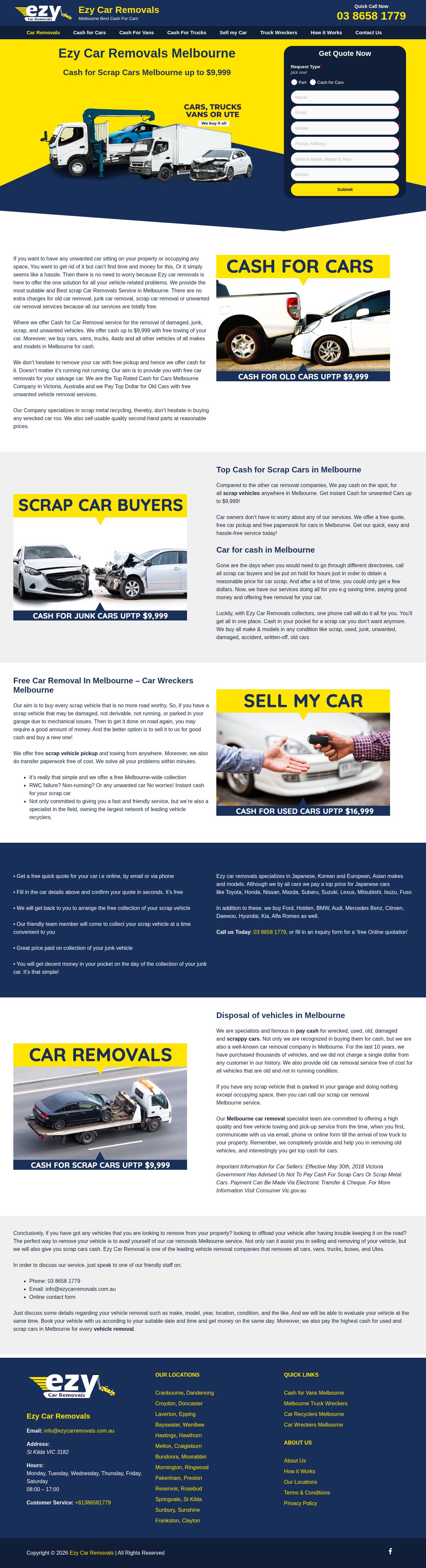 Ezy Car Removals website