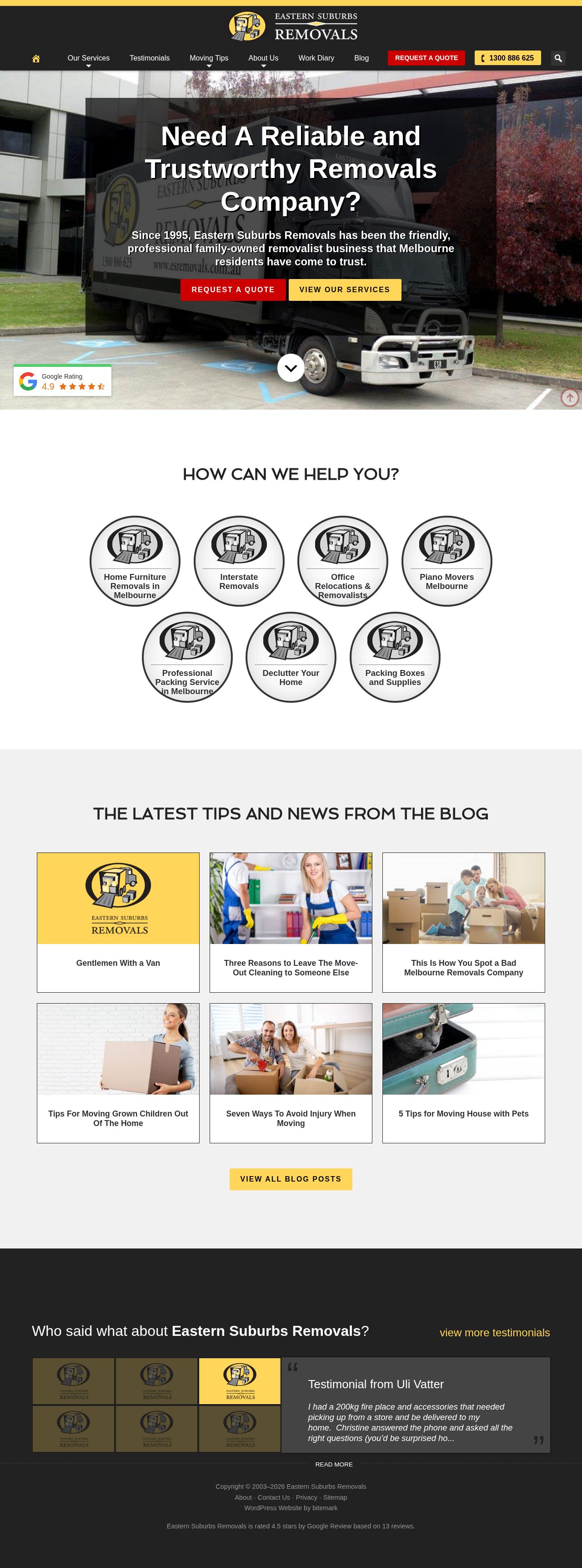 Eastern Suburbs Removals website